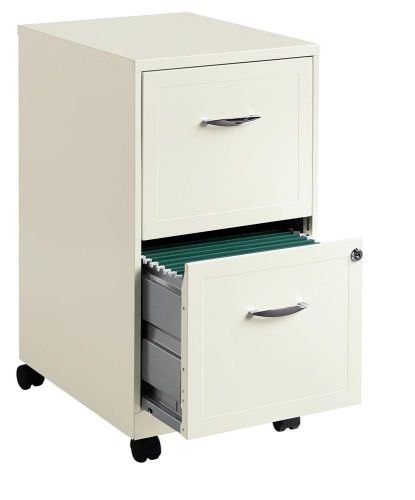 NEW 18&#034; Deep 2 DRAWER MOBILE LETTER SIZE File Cabinet - Color: Pearl White