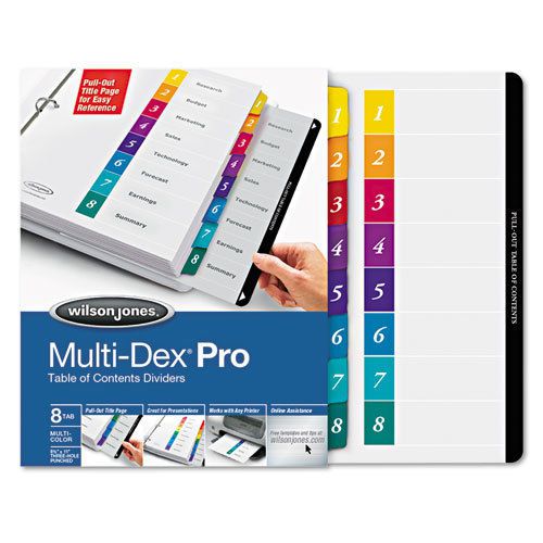 Multi-Dex Quick Reference Index, Assorted Color 8-Tab, Letter, 8/Set