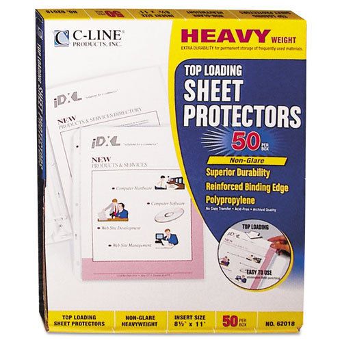 Heavyweight polypropylene sheet protector, non-glare, 11 x 8 1/2, 50/bx for sale