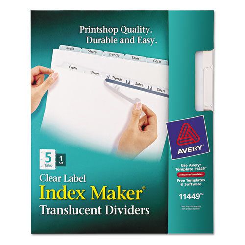 Index Maker Clear Label Punched Dividers, Clear 5-Tab, Letter