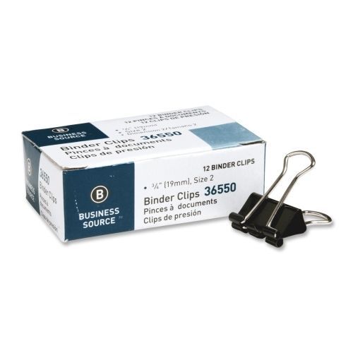 Business source binder clip - small - 0.75&#034; width - 12/pack - black - bsn36550 for sale