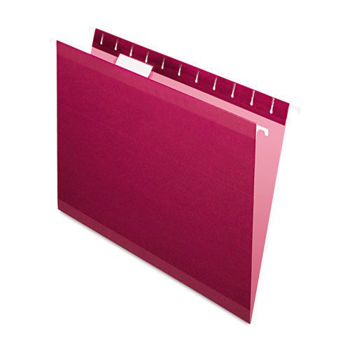 Reinforced hanging folders, 1/5 tab, letter, burgundy, 25/box for sale