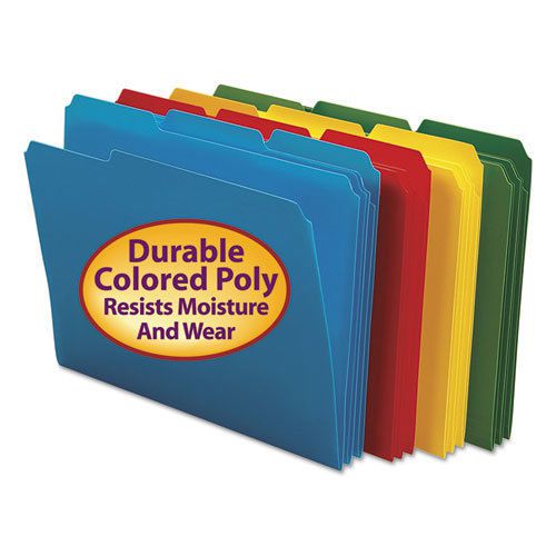 Waterproof poly file folders, 1/3 cut top tab, letter, assorted, 24/box for sale