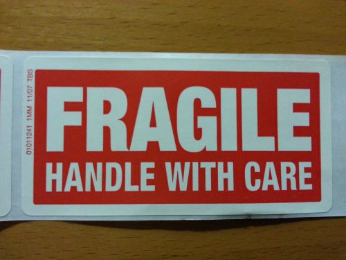4 rolls 500 2&#034; x 4&#034; fragile handle with care shipping sticker/ label for sale