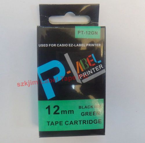 Compatible Casio XR-12GN Black on Green 12mm 8m Label Tape KLP1000  XR-12GN1