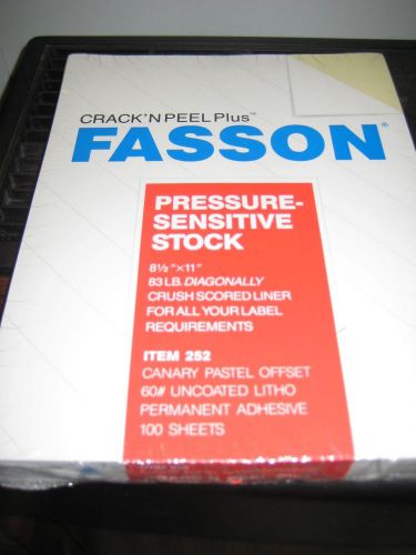 Fasson Crack&#039;n Peel Plus- Pressure Sensitive Paper- Canary 100 sheets