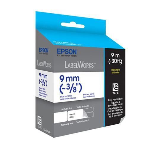 Epson labelworks lc-3wln9 standard 3/8&#034; lc tape cartridge, blue on white for sale