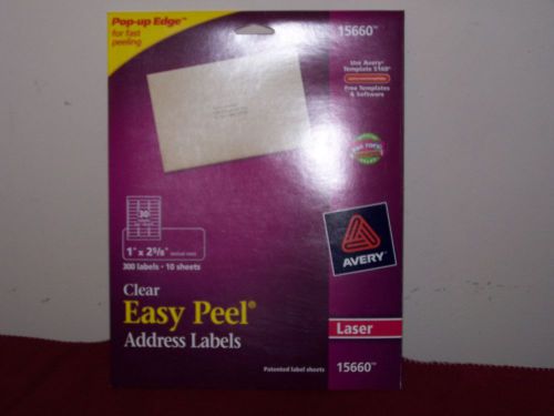 Avery Easy Peel Mailing Address Labels, Clear, 1&#034; x 2-5/8&#034;, 300/Pack (15660)
