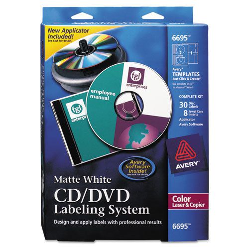 Cd/dvd design kit, matte white, 30 laser labels and 8 inserts for sale
