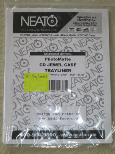 Neato Photo Matte White CD Jewel Case Trayliners NEW