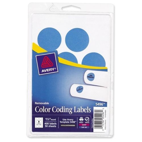 LOT OF 4 Avery Round Color Coding Multipurpose Label -400/Pk-Light Blue