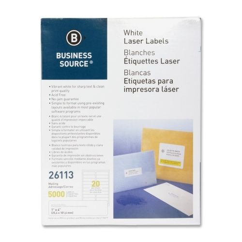 Lot of 3 business source mailing laser label - 1&#034; w x 4&#034; l - 5000/pk- white for sale