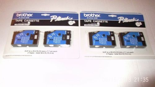 Lot of (2) Brother TC-20 Black on White Laminated Tape Cartridges. (4) Tapes ???