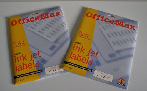 OfficeMax White Inkjet Address Labels, 1&#034; x 2 5/8&#034;, #86110 (2 packs)