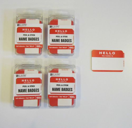 400 RED &#034;HELLO MY NAME IS&#034; NAME TAGS LABELS BADGES STICKERS PEEL STICK ADHESIVE