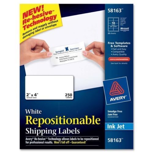 Avery Repositionable Shipping Labels - AVE58163 2&#034;x4&#034; 25 sheets, 250 labels