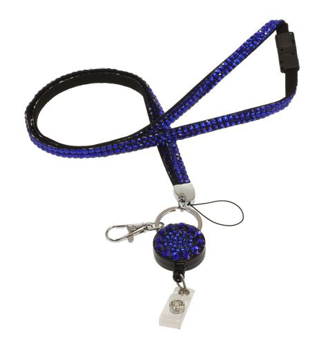 Boojee Beads Royal Blue Bling Lanyard w/ Badge Reel &amp; Attachments, New (02-70318