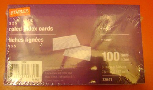 Staples® Ruled 3&#034; x 5&#034; White Index Cards, 100/Pack