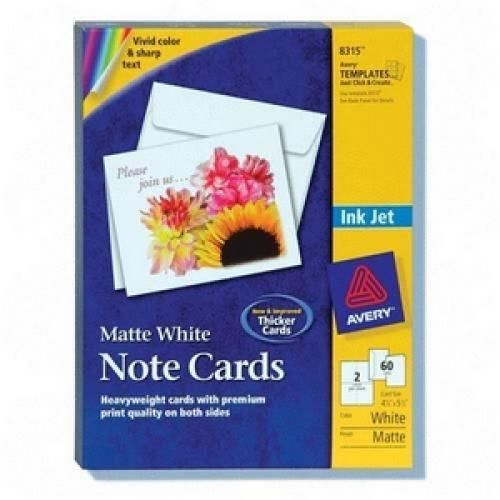 Avery Inkjet Matte Coated Note Card - 5.5  x 4.25  - Matte - 60 / Box - White