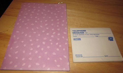 Purple leaf-patterened pad of writing paper and telephone message pad