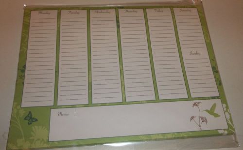 Weekly Magnetic Note List Pad 8&#034; x 6&#034; Green Hummingbird Design