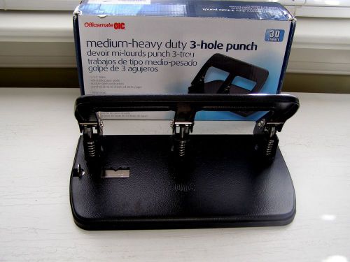 Officemate Medium Duty 3 Hole Punch with Ergonomic Handle, 30 Sheet Black