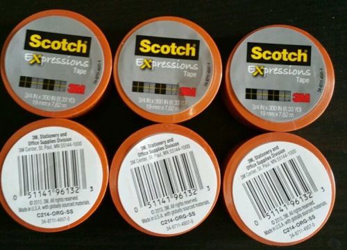 6 rolls Scotch Expressions Magic Tape, 3/4&#034; X 300&#034;, Orange