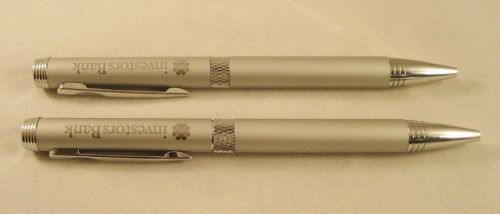 Two Leeds Silver Tone Executive Ball Point Pens - Investors Bank Promotion