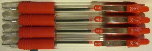 3 Zebra Z-Grip Ballpoint Pens - Red Ink - Medium 1.0mm