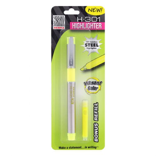 Zebra H-301 Highlighter, Fluorescent Yellow, Chisel Tip, Each