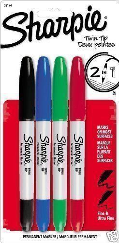 New 2 4 pks 8 sharpie asstd twin tip fine &amp; ultra point permanent markers 32174 for sale