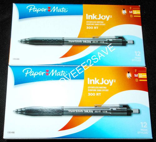 2 Packs of Paper Mate Inkjoy 300 RT, Black (24 total), 1.0mm *Brand New* 1781490