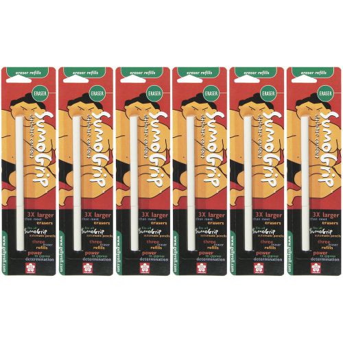 Sakura Sumo Grip Pencil WHITE Eraser Refill 3 pieces in pack, 6 Sets