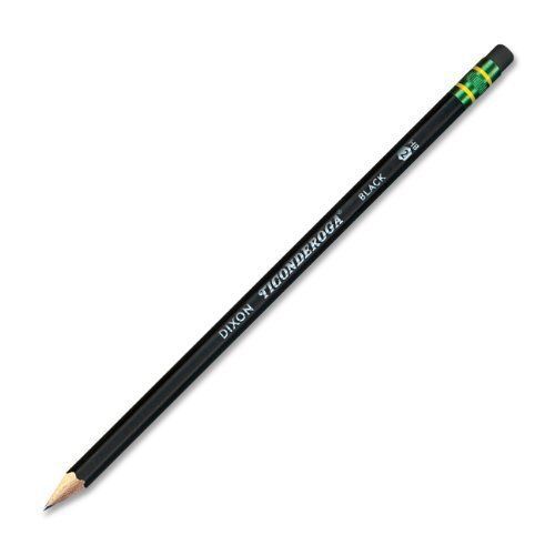 Ticonderoga Pencil - #2 Pencil Grade - Black Lead - Black Barrel - 12 (dix13953)