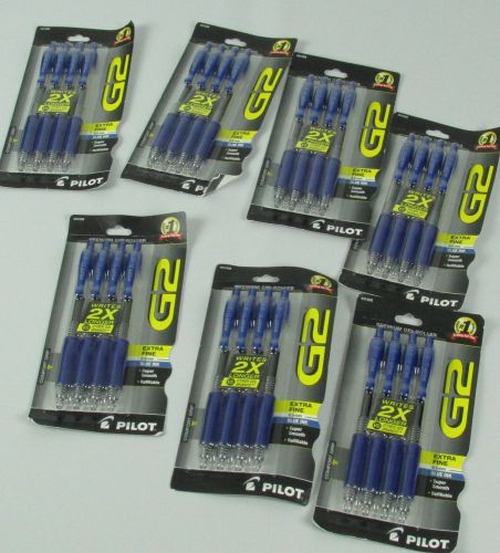 28 Pilot G2 Extra Fine Pens Blue Ink Premium Gel Roller Super Smooth 7 Packs