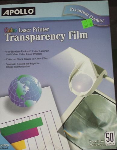 Apollo Color Laser Transparency Film Without Stripe - 50pk Free Shipping VCG7070