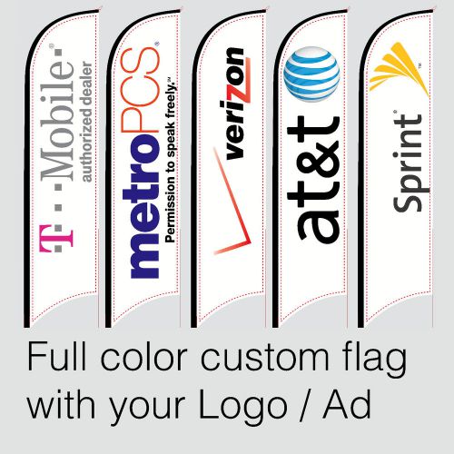 15ft custom feather flag +pole &amp; spike with your logo full color print for sale