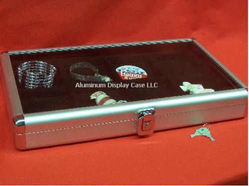 14 x 8 x 2&#034; aluminum display case w 8 sq black insert for sale