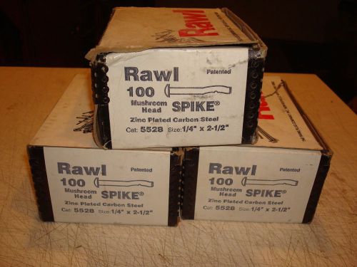 1/4 x 2.5&#034; rawl #5526 zinc mushroon head concrete spike anchors, 300 pieces for sale