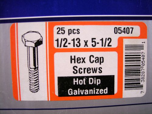 Midwest #05407 1/2-13x5 1/2 hex cap screws hot dip galvanized 25 pcs for sale