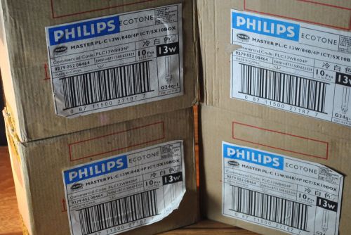 Philips PL-C 13W/840/4P Fluorescent Lamp PLC Bulbs 4pin. 4 Boxes . 10 Per Box