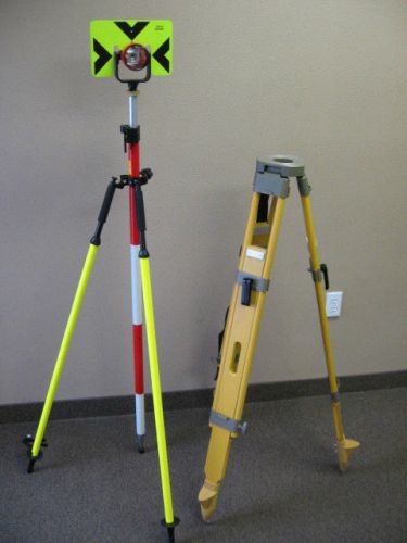 New! heavy duty tripod, bipod, prism, and prism pole for surveying total staion for sale