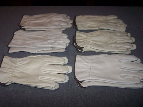 (6) Pairs of Leather Work Gloves with Lining Size 10