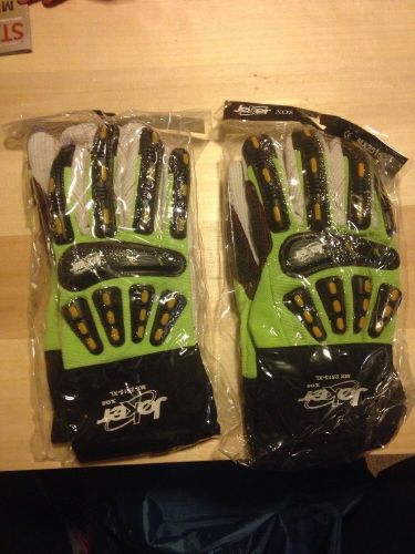 Lot of  (2) JOKER MX 2515 XL Oil Field Rigger Gloves Neoprene Cuff LIME GREEN
