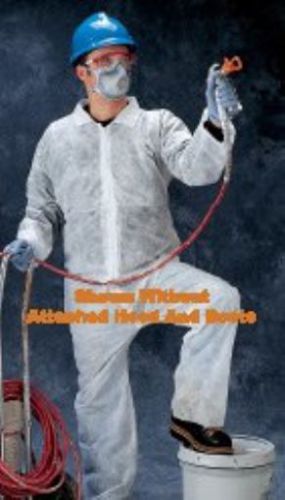 Radnor Large White Spunbond Polypropylene Coverall With Attached Hood And Boots