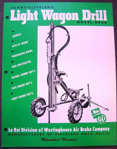 Le Roi - Cleveland Model DR34 Light Wagon Drill Dealer Sales Brochure