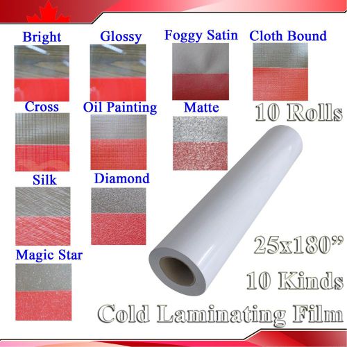 10Roll 10Kind 3Mil 25X180&#034; PVC Cold Laminating Vinyl Adhesive Gum Film Laminator