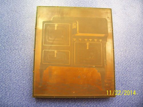 Vintage 6&#034;x7&#034; Copper on Wood Letterpress Printers Block - #350 - &#034;STOVE&#034;