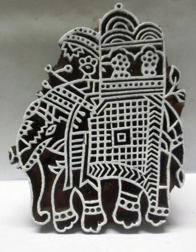INDIAN WOODEN HAND CARVE TEXTILE PRINTING ON FABRIC BLOCK / STAMP FINE ELEPHANT