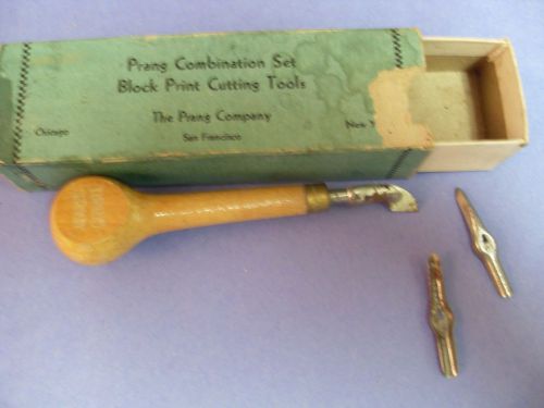Vintage block printing tool prang co box 3 blades used cond junk drawer for sale